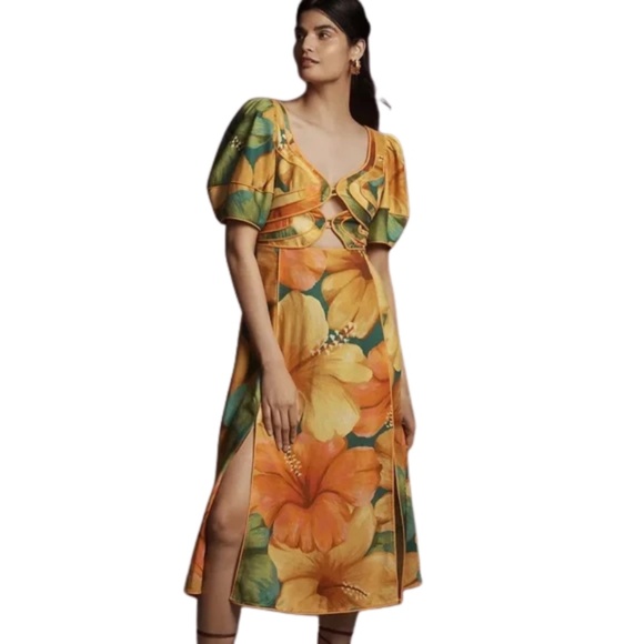 NWT Farm Rio Anthropologie Midi Dress (S) - Picture 5 of 9